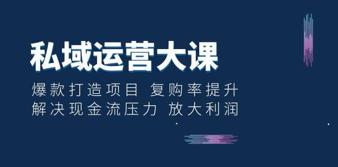 私域运营大课：爆款打造项目 复购率提升 解决现金流压力 放大利润-优创网