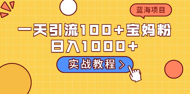 一天引流100+宝妈粉，日入1000+的蓝海项目（实战教程）-优创网